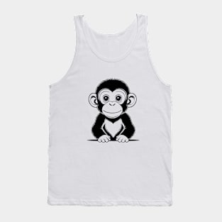 Cute Baby Chimpanzee Animal Outline Tank Top